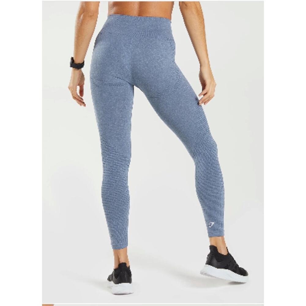 Gymshark Vital Seamless 2.0 Evening Blue Marl 7/8 Length Leggings Size Small - Picture 4 of 10
